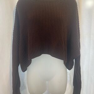 Cotton Candy Dark Brown Cropped Sweater